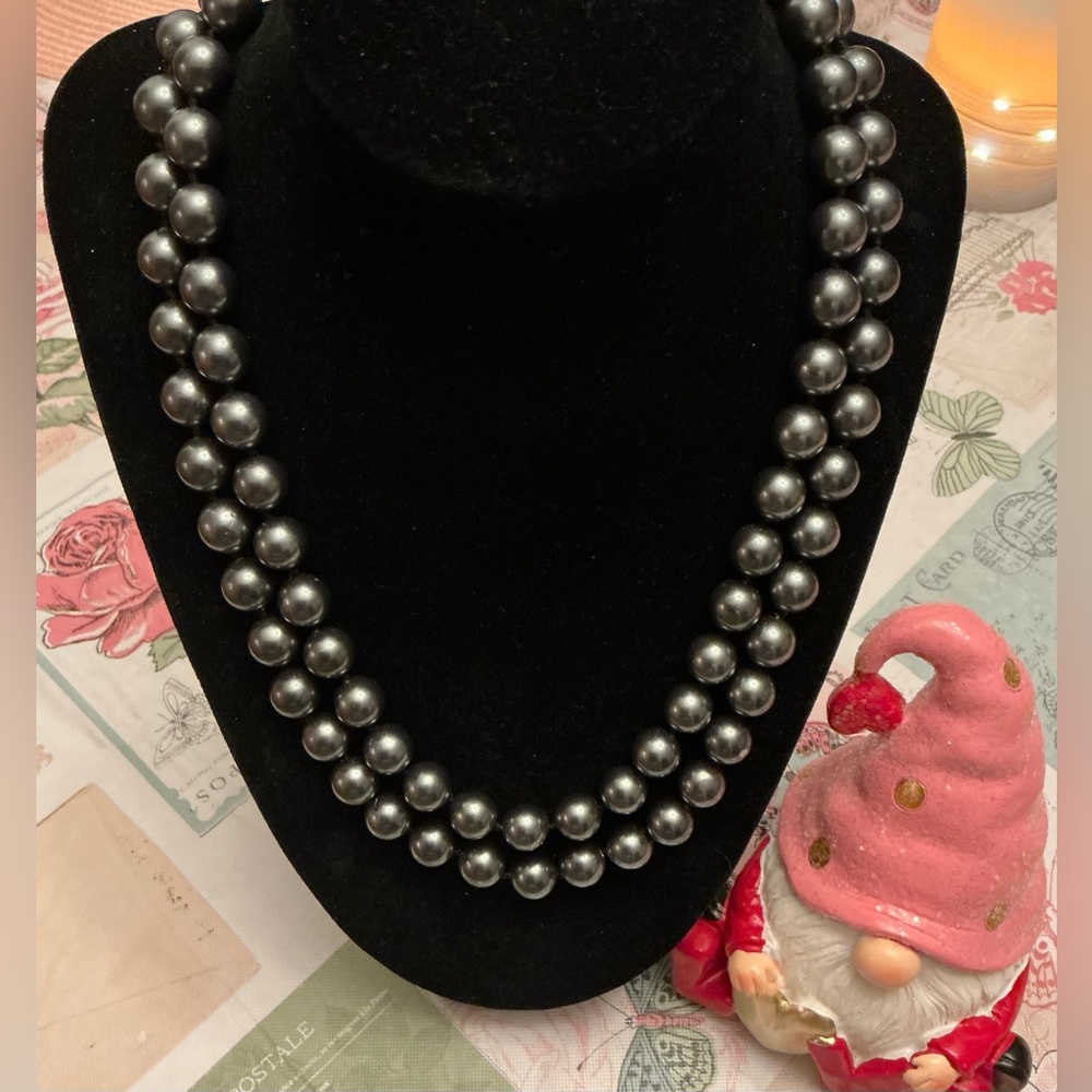 Gray Faux Perl Necklace